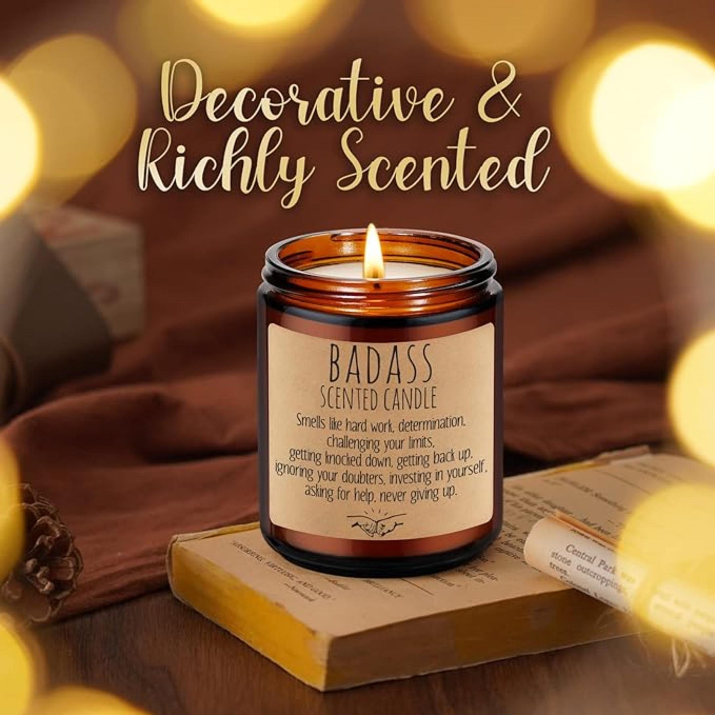 Lovery Badass Candle - Congratulations Gifts, Inspirational Gifts for Women, Men, Boss Gifts, New Job, Promotion, Gifts - Funny Graduation, Proud of You, Valentines, Birthday Gifts
