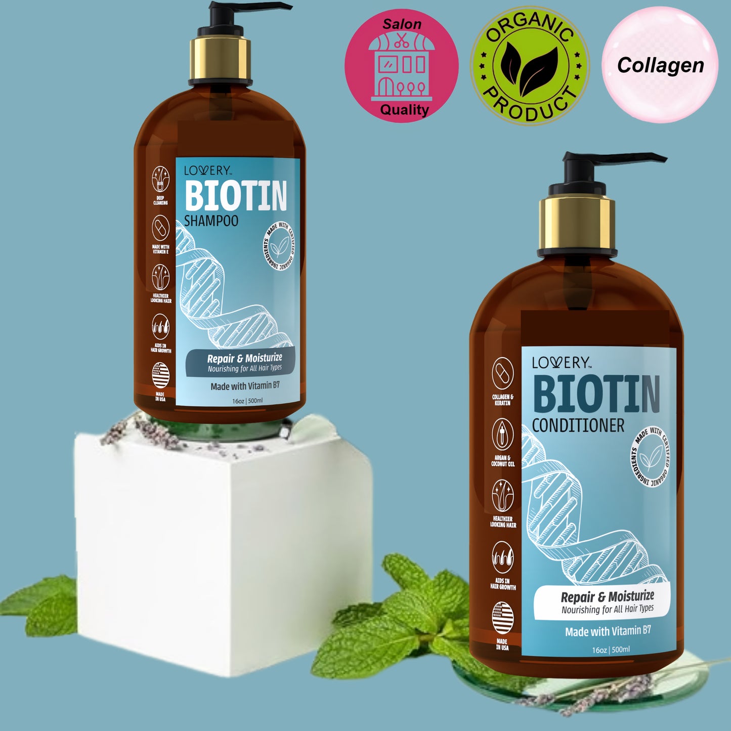 Biotin Shampoo - 16oz Organic Hair Care Made in USA