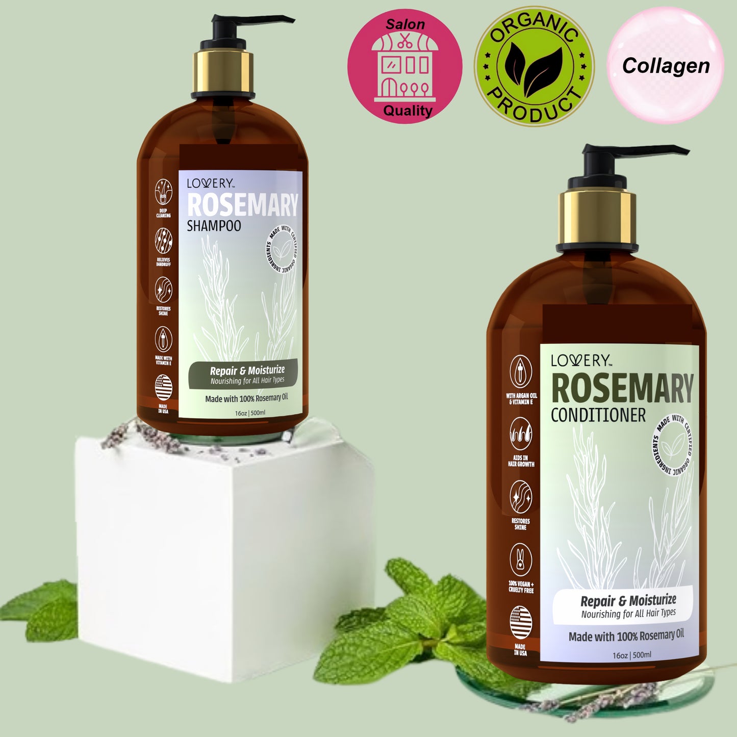 Rosemary Shampoo - 16oz Organic Hair Care Made in USA