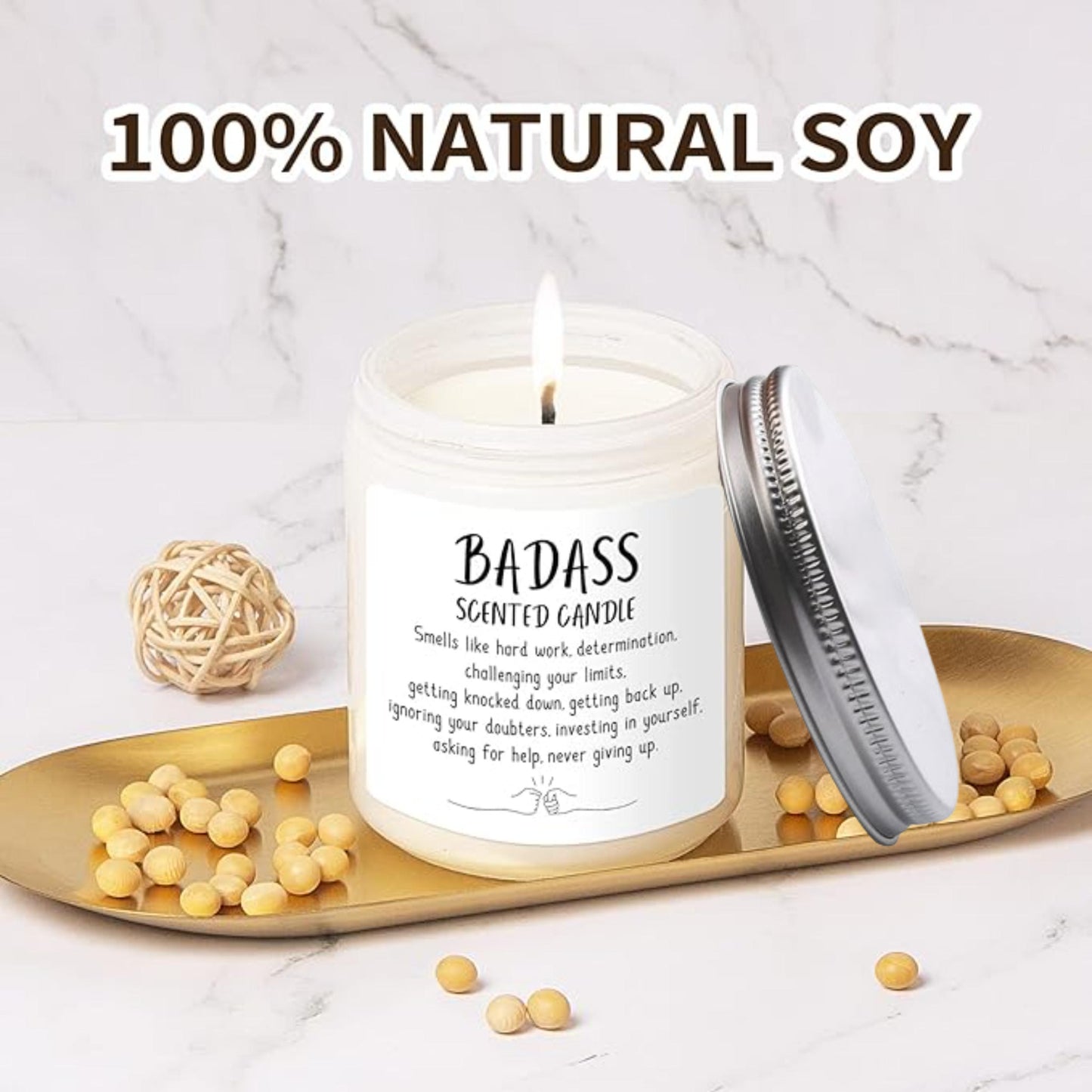 Congratulations Gifts for Women Men, Inspirational Gifts for Women or Men, Friends Coworkers, Birthday Gifts for her Boss Lady, New Job, Promotion Gifts for Women Men, 10oz Badass Scented Candle