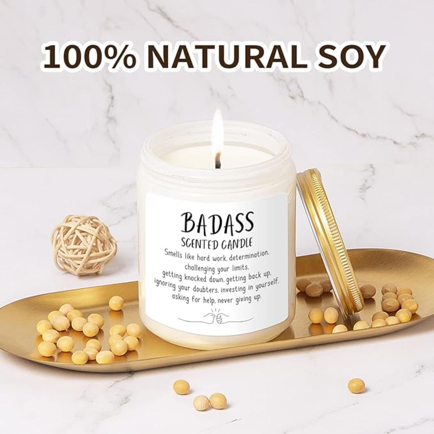 Lovery Congratulations Gifts for Women Men, Inspirational Gifts for Women or Men, Friends Coworkers, Birthday Gifts for her Boss Lady, New Job, Promotion Gifts for Women Men, 7oz Badass Scented Candle