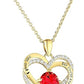 Mothers Day Gifts for Her - Forever Love Heart Pendant Birthstone Necklaces for Women, 14K Gold Plated Double Heart Ruby, Vanilla Soy Candle & Pouch, Luxury Jewelry for Women Mom Girlfriend