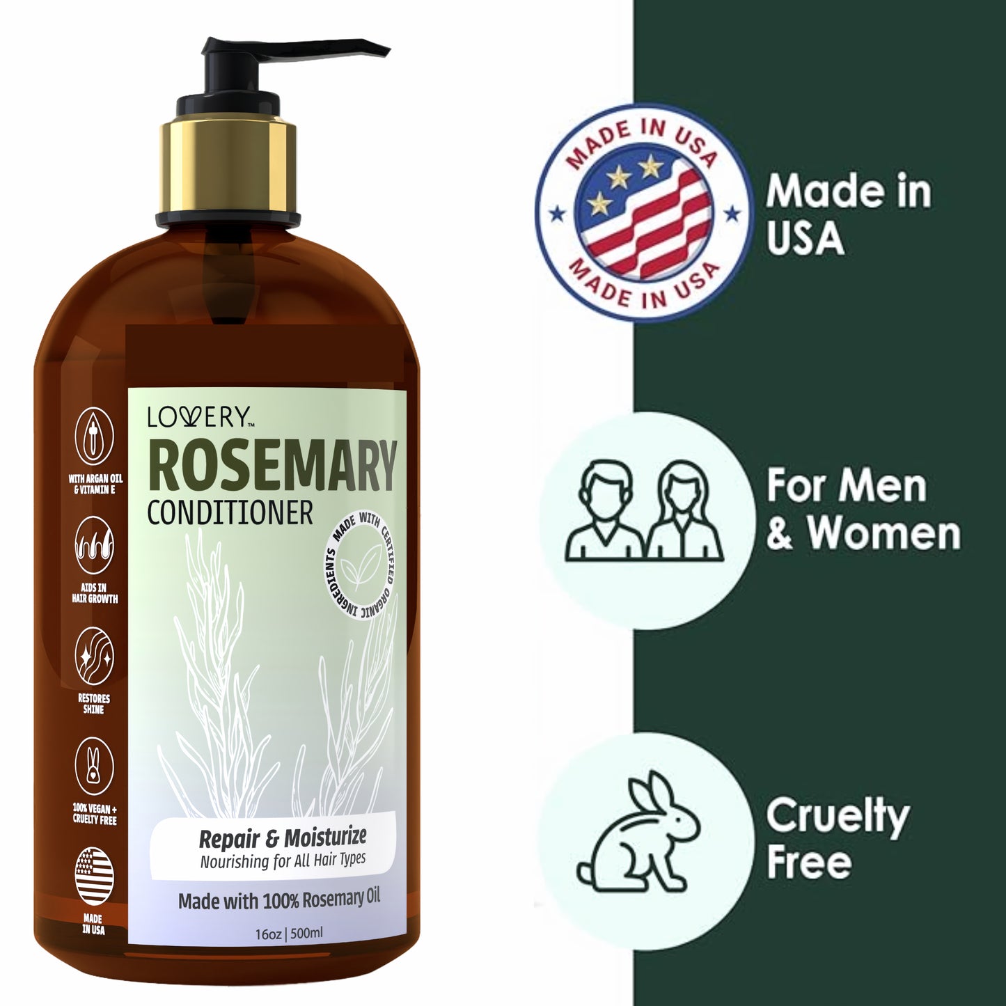 Rosemary Conditioner - 16oz Organic Hair Care Made in USA