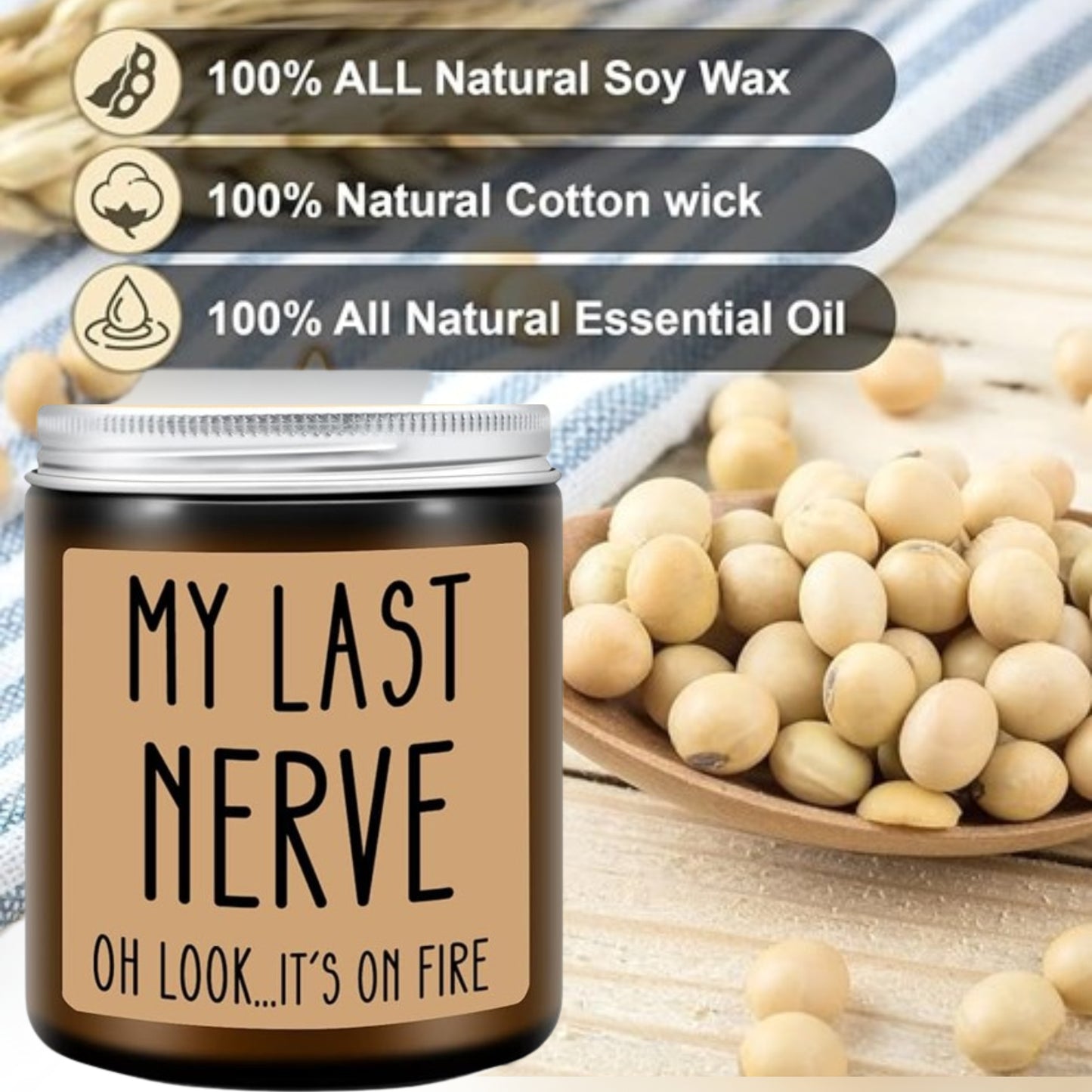 Lovery Birthday Gifts for Women, Funny Gifts for Best Friend Women - My Last Nerve Candle - Unique Birthday Gifts for Women, Her, Mom, BFF, Sister