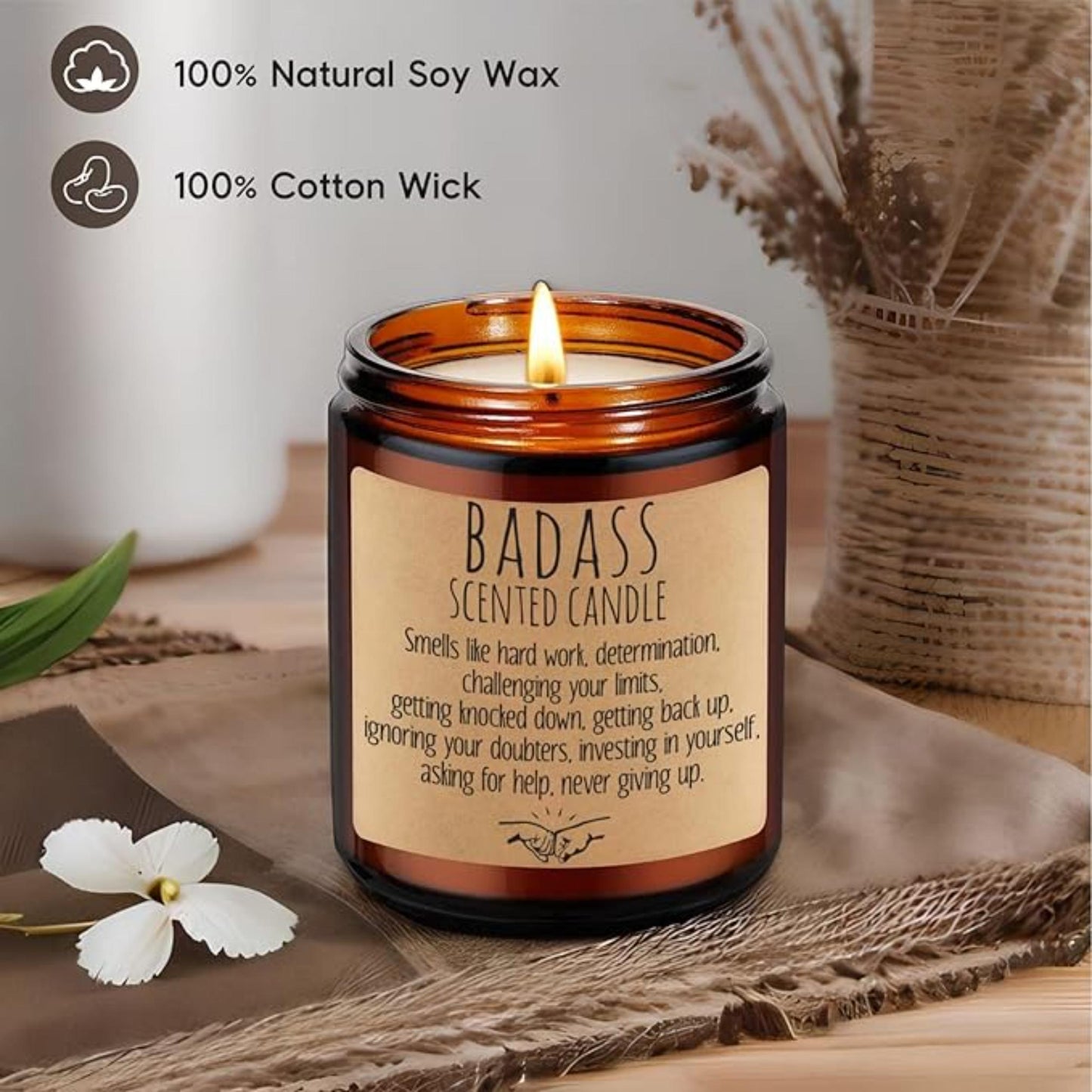 Lovery Badass Candle - Congratulations Gifts, Inspirational Gifts for Women, Men, Boss Gifts, New Job, Promotion, Gifts - Funny Graduation, Proud of You, Valentines, Birthday Gifts