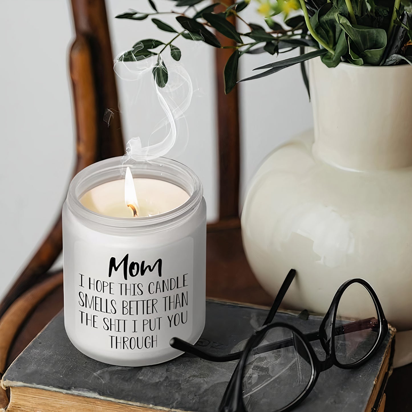 Lovery Mothers Day vanilla Scented Soy Wax Candle "The shit I put you Through"
