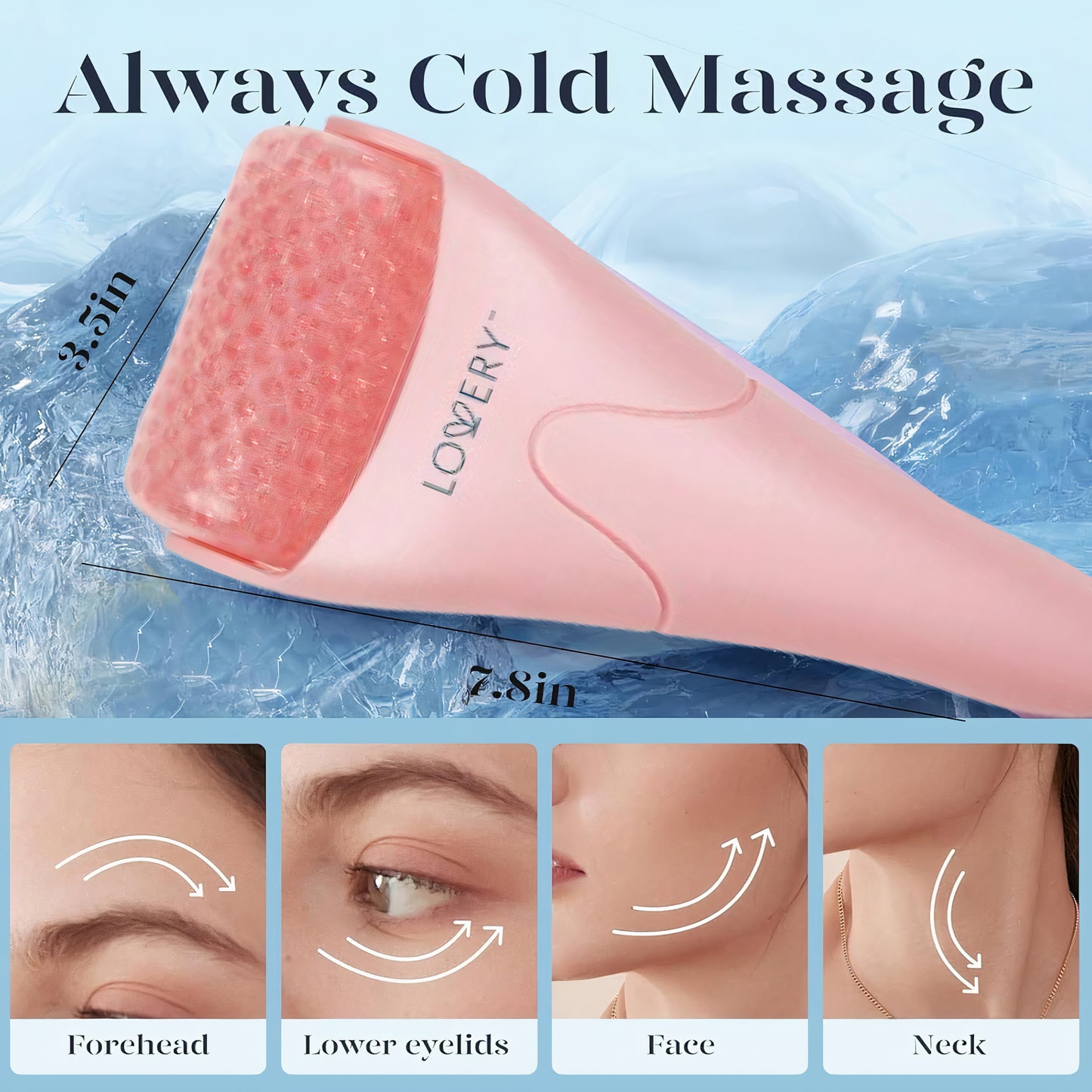 Lovery Gel Bead Face & Body Ice Roller - Refresh, Soothe, and Rejuvenate - Pink