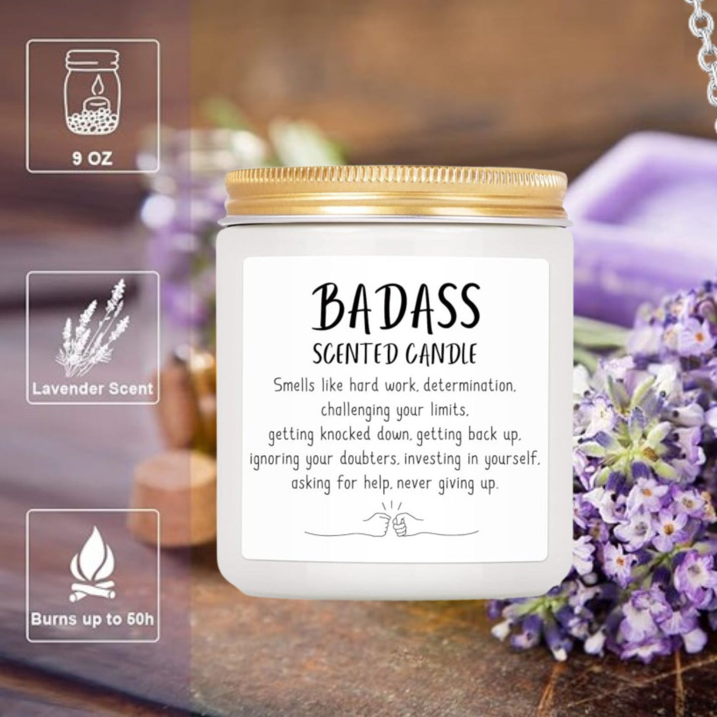 Lovery Congratulations Gifts for Women Men, Inspirational Gifts for Women or Men, Friends Coworkers, Birthday Gifts for her Boss Lady, New Job, Promotion Gifts for Women Men, 7oz Badass Scented Candle
