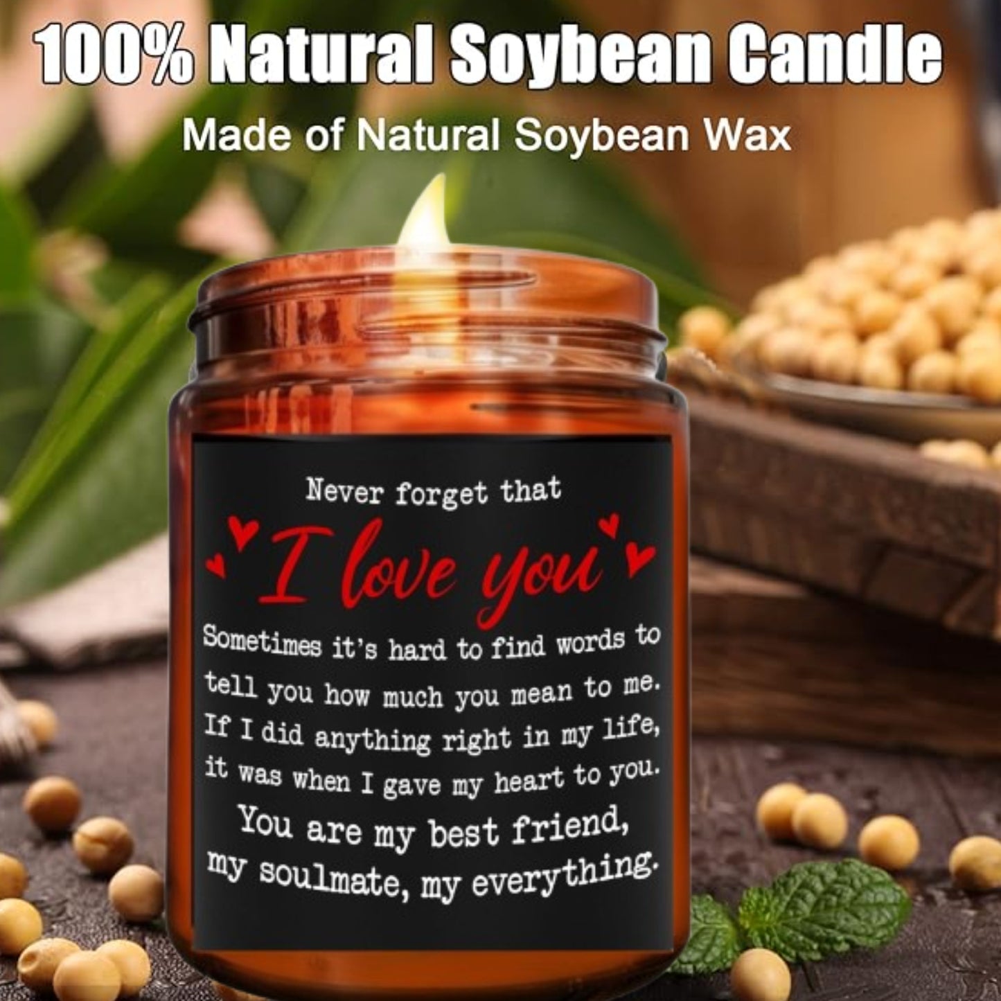 "I Love You Candle" - 10oz Lavender Scented Soy Wax Candle