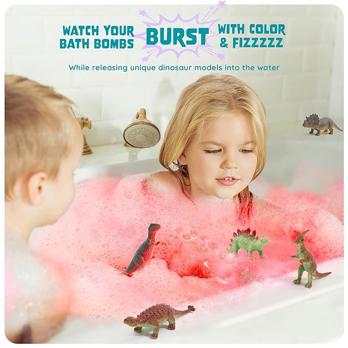 Dinosaur Egg Bath Bombs – 12Pc Gift Toys with Dino Surprises Inside