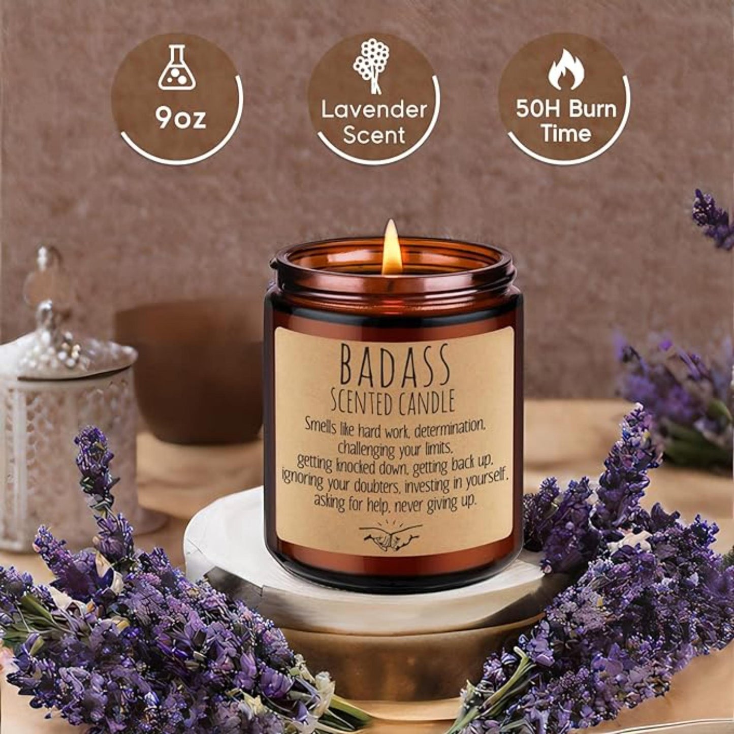 Lovery Badass Candle - Congratulations Gifts, Inspirational Gifts for Women, Men, Boss Gifts, New Job, Promotion, Gifts - Funny Graduation, Proud of You, Valentines, Birthday Gifts