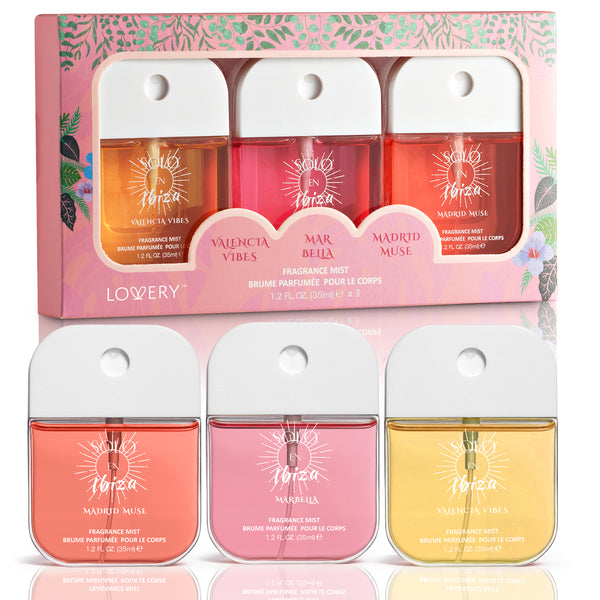 women's body mist set, 3pc fragrance mist, travel size perfume