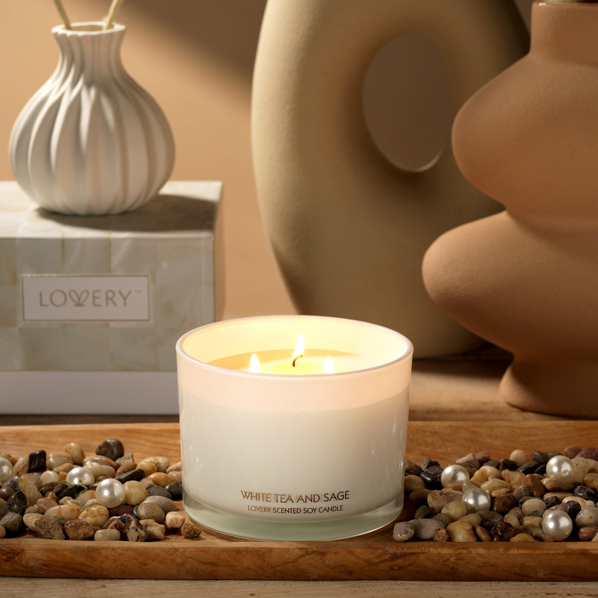 glade white tea and lily candle White Tea and Sage Aromatherapy 3-Wick Soy Wax Valentine's Day Candle