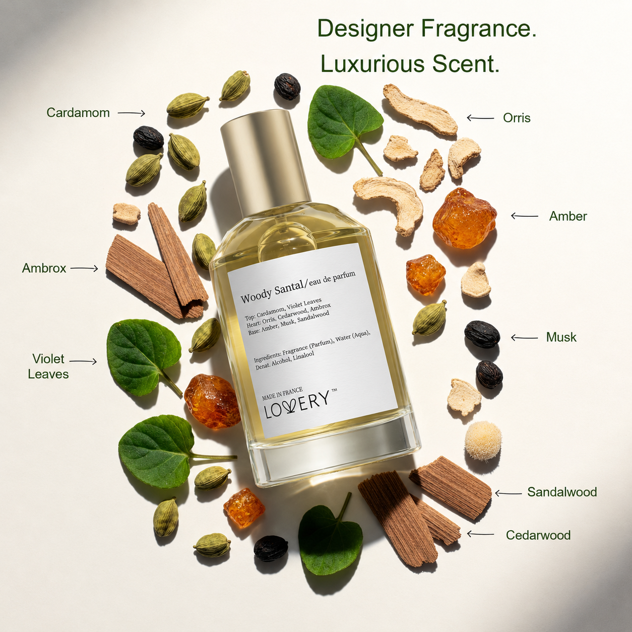 LoveryPlus Woody Santal Eau de Parfum 2pc. Fragrance Gift Set - Inspired by Le Labo Santal 33, 3.4 fl oz Perfume Spray