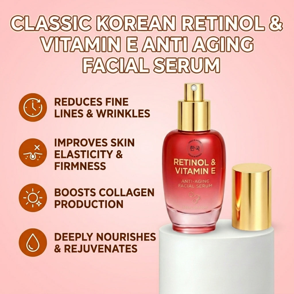 Lovery Retinol & Vitamin E Rejuvenating Facial Serum - Korean Skincare Anti-Aging Treatment