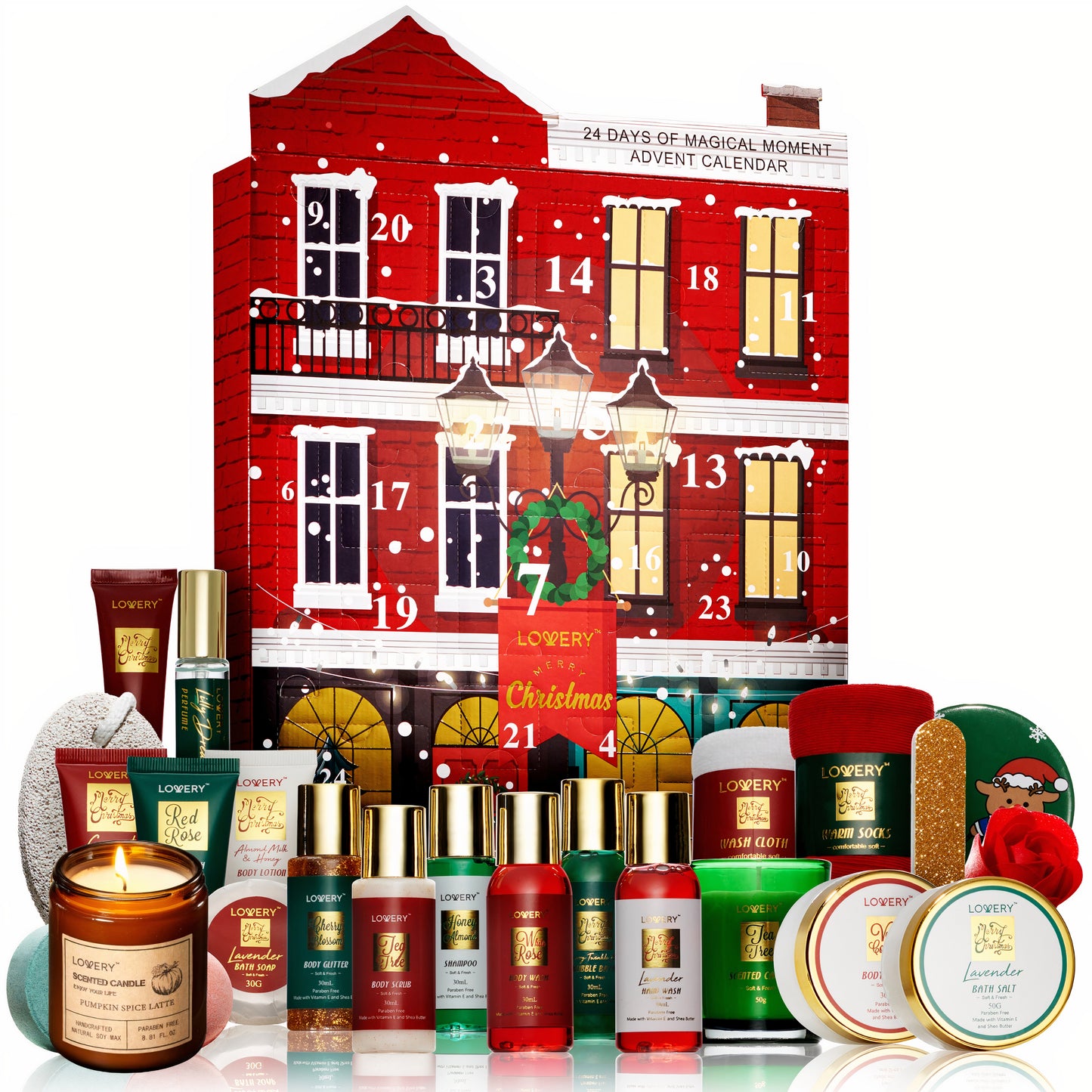 2025 Luxury Limited Edition Advent Calendar - 24pc Christmas Countdown Body Care Set with Pumpkin Spice Candle and More