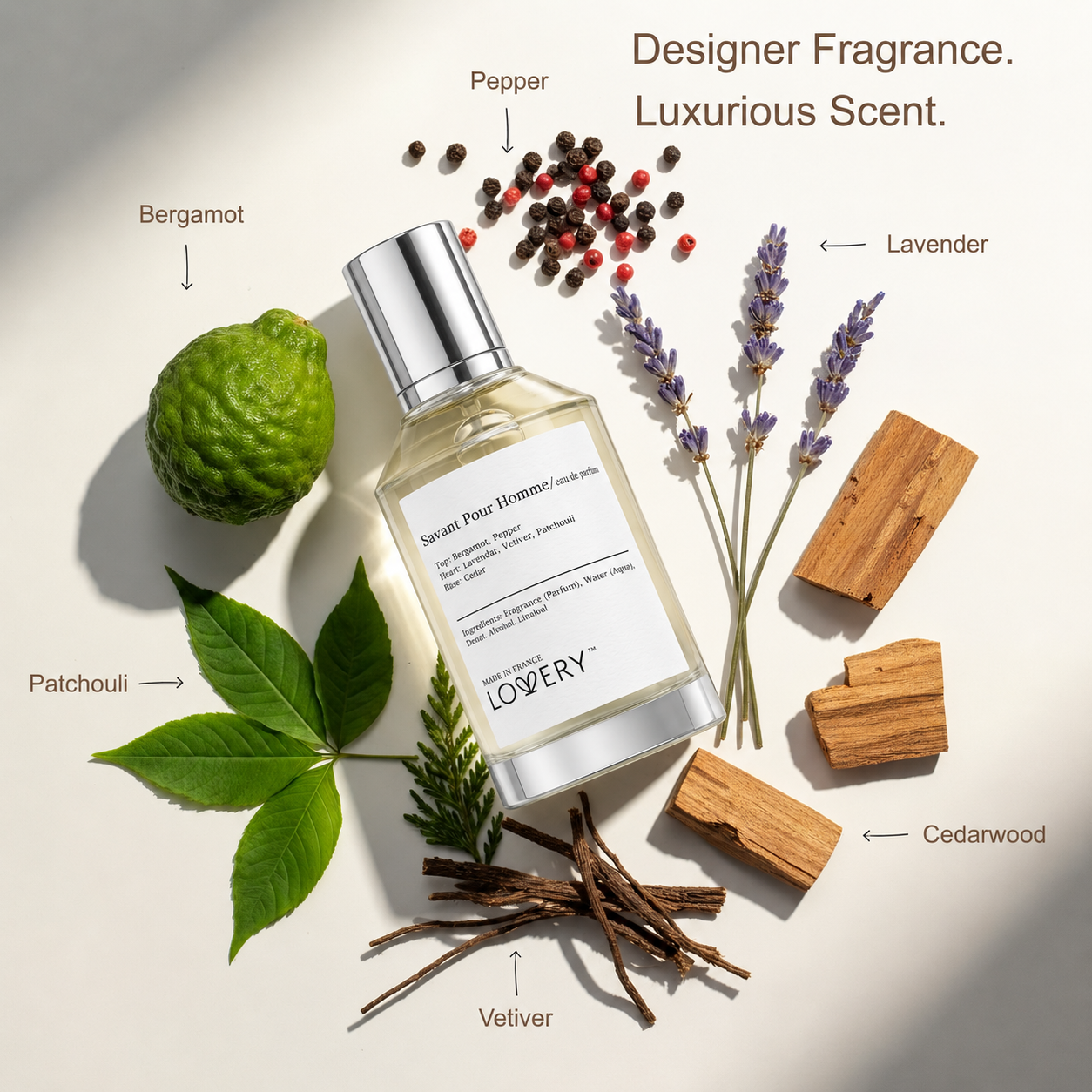 LoveryPlus Savant Pour Homme Eau de Parfum 2pc. Fragrance Gift Set - Inspired by Dior Sauvage, 3.4 fl oz Perfume Spray