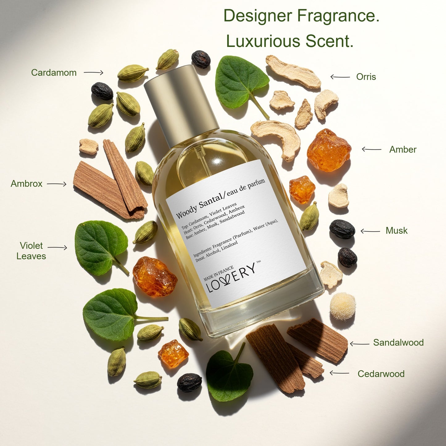 LoveryPlus Woody Santal Eau de Parfum 3pc. Fragrance Gift Set - Inspired by Le Labo Santal 33, 3.4 fl oz Perfume Spray