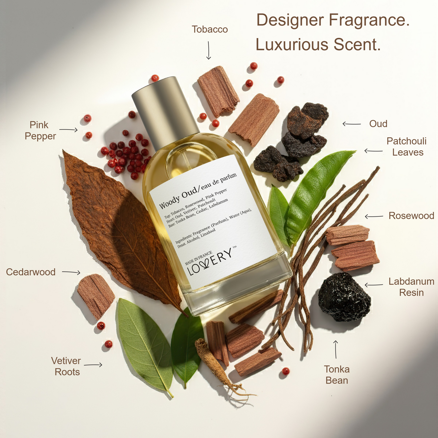 LoveryPlus Woody Oud Eau de Parfum 2Pc. Fragrance Gift Set - Inspired by Tom Ford Oud Wood, 3.4 fl oz Perfume Spray