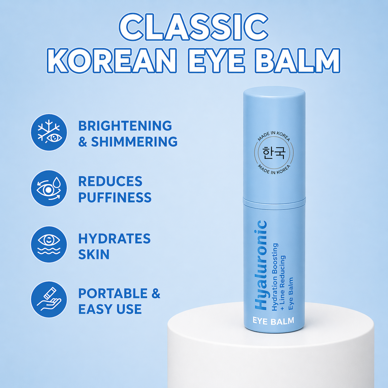 Hyaluronic Hydration-Boosting Eye Balm – Korean Skin Care Moisture & Line-Smoothing Treatment