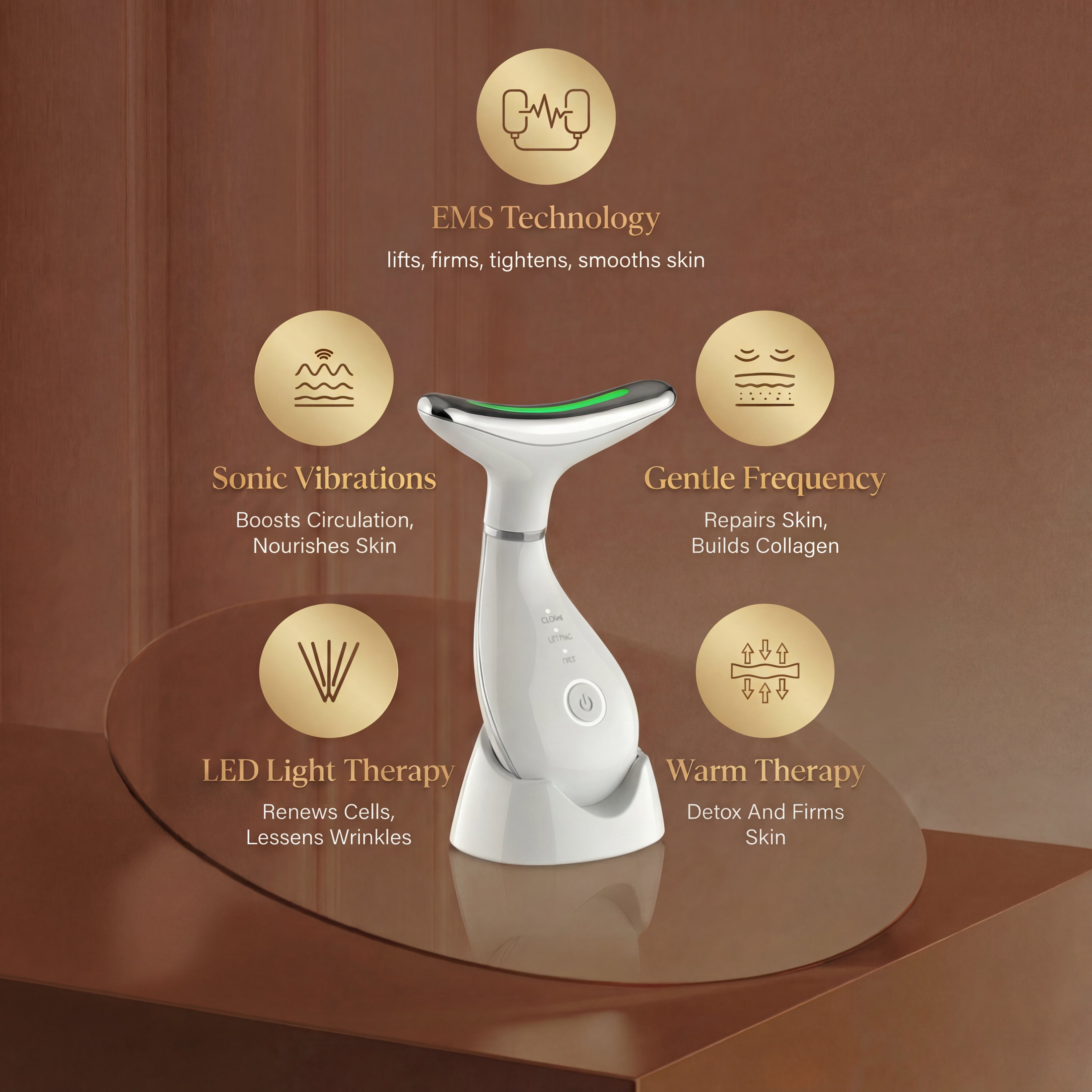 SPA FACE LED光美顔器 本体 EXCELLENT CONDITION LED Face & Neck Massager Wand - EMS, Heat & 4 Treatment Modes | Lovery