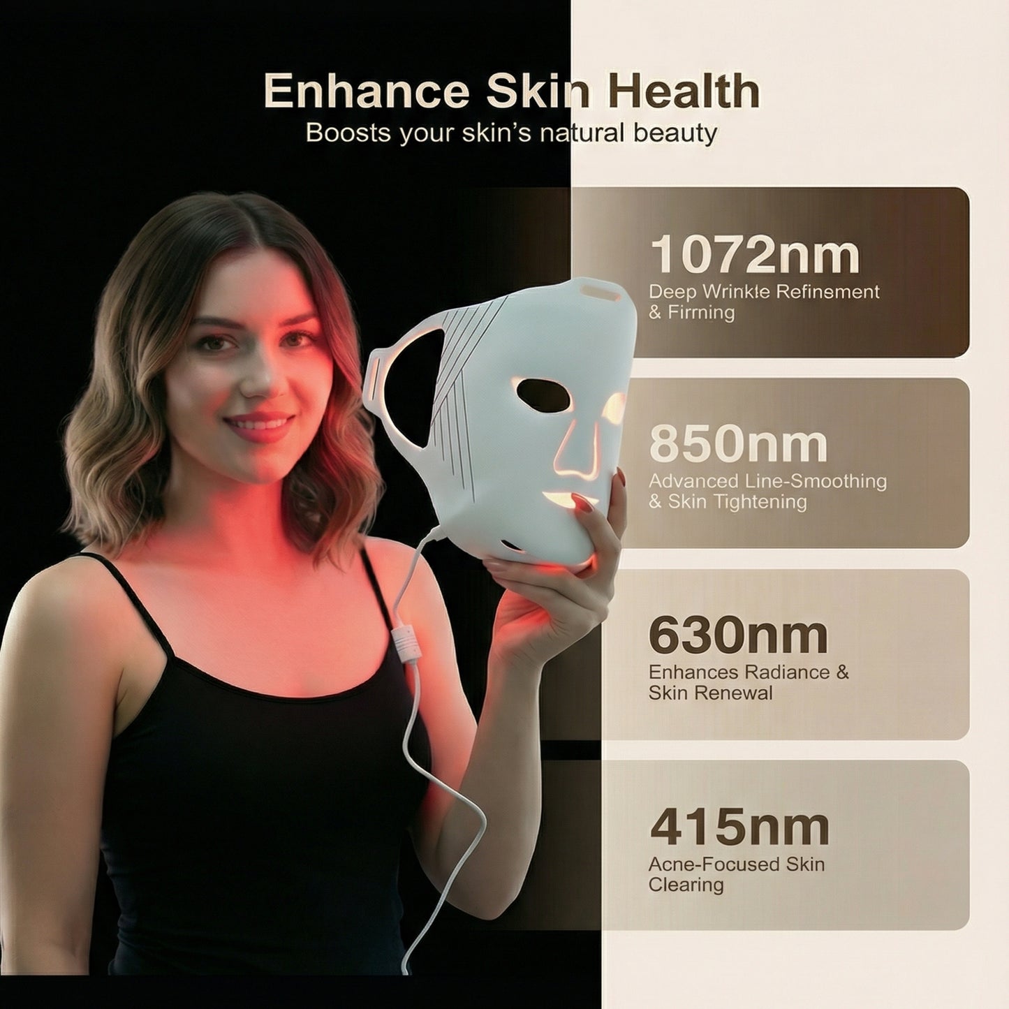5D Liquid Silicone LED Light Therapy Face Mask - Red, Blue & Near-Infrared Light - Skin Rejuvenation & Acne Care