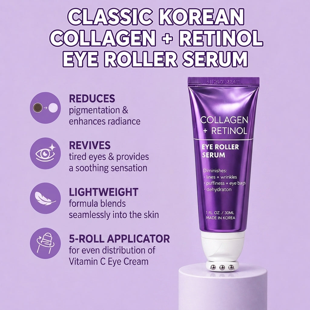 Lovery Collagen + Retinol Korean Eye Roller Serum - Korean Skincare for Anti-Aging Under Eye Treatment
