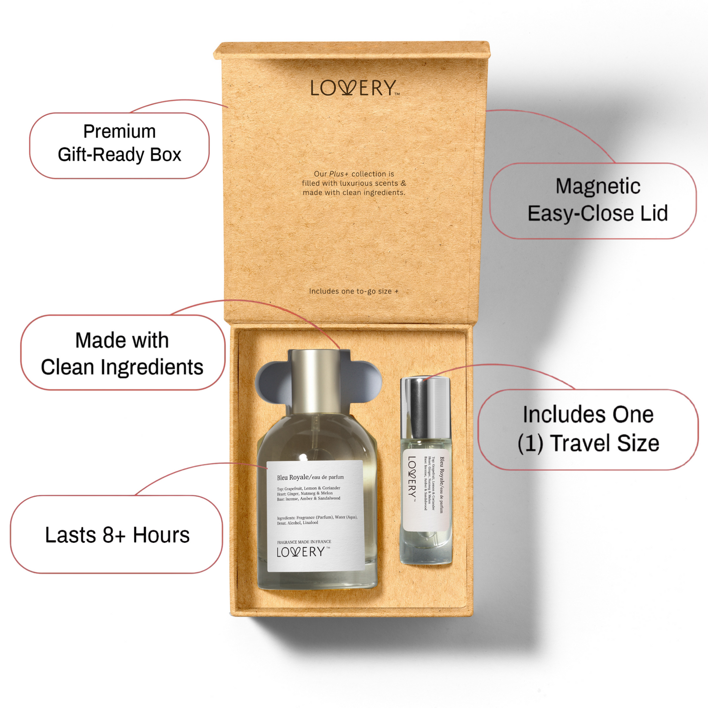 LoveryPlus Bleu Royale Eau de Parfum 2pc. Fragrance Gift Set - Inspired by Chanel Bleu de Chanel, 3.4 fl oz Perfume Spray