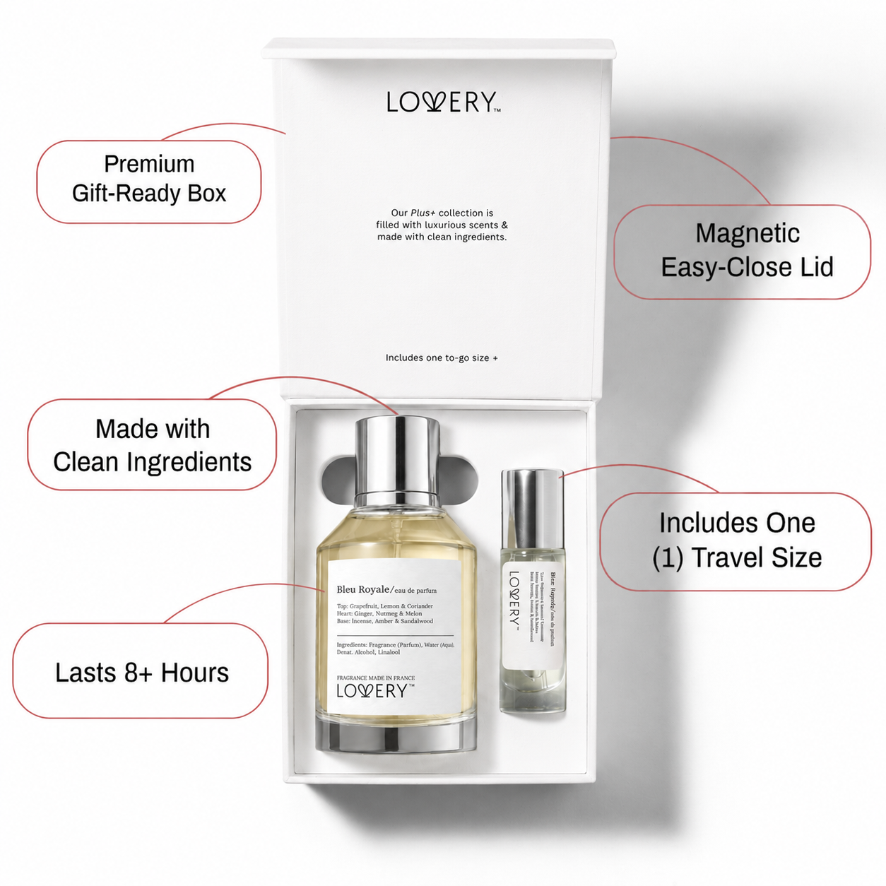 LoveryPlus Bleu Royale Eau de Parfum 2pc. Fragrance Gift Set - Inspired by Chanel Bleu de Chanel, 3.4 fl oz Perfume Spray