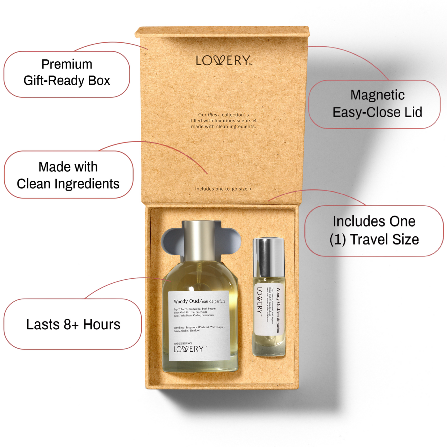 LoveryPlus Woody Oud Eau de Parfum 2Pc. Fragrance Gift Set - Inspired by Tom Ford Oud Wood, 3.4 fl oz Perfume Spray