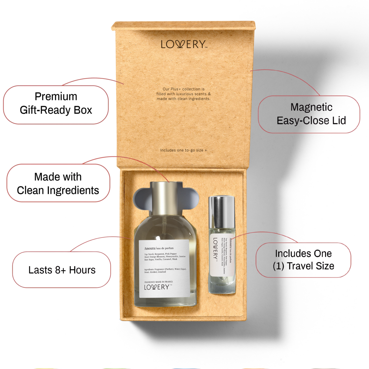 LoveryPlus Amoura Eau de Parfum 2pc. Fragrance Gift Set - Inspired by Kilian Love, Don’t Be Shy, 3.4 fl oz Perfume Spray