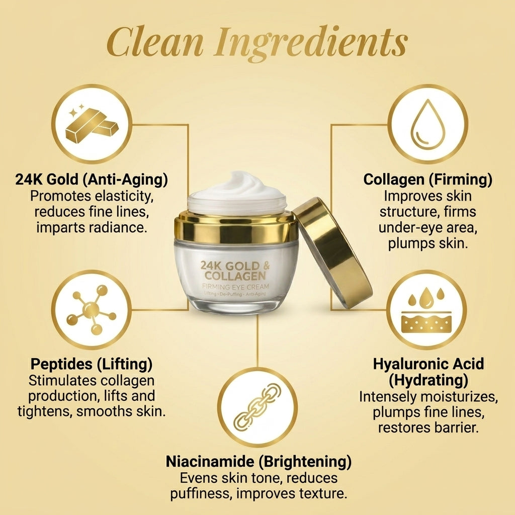 Lovery 24K Gold & Collagen Firming Eye Cream - Luxury Korean Skincare Lifting & Anti-Aging Eye Treatment