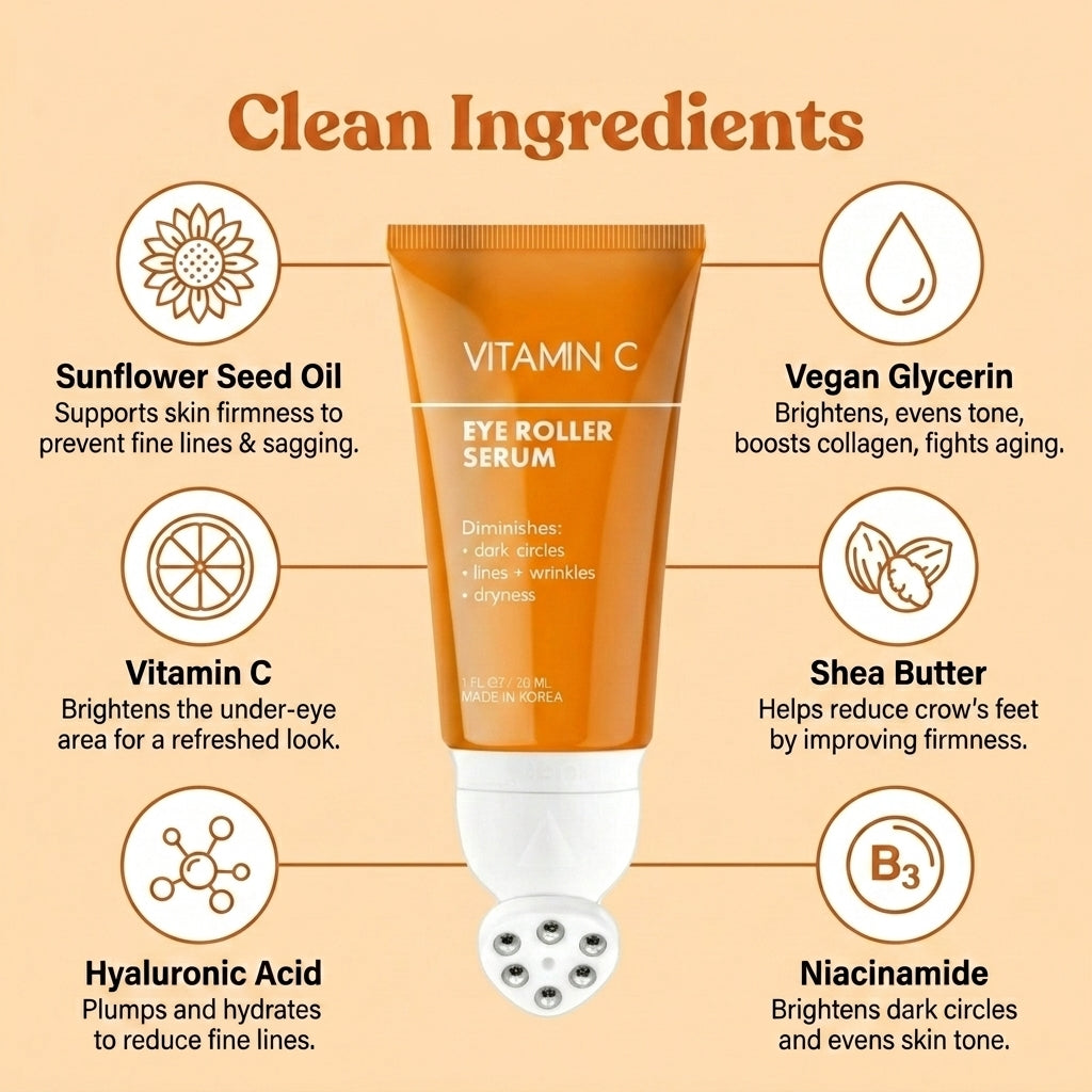 Lovery Korean Skincare Vitamin C Eye Roller Serum - Hydrating Under Eye Treatment
