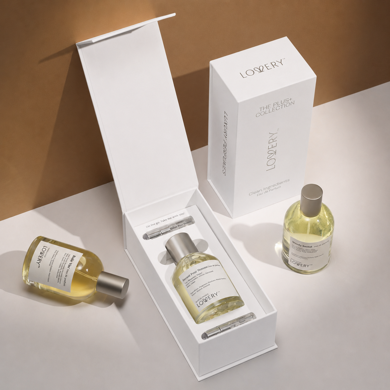 LoveryPlus Savant Pour Homme Eau de Parfum 3pc. Fragrance Gift Set - Inspired by Dior Sauvage, 3.4 fl oz Perfume Spray