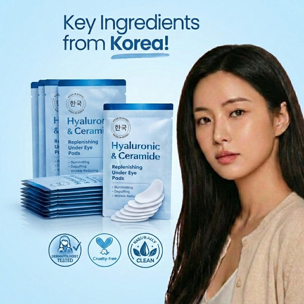 Lovery Hyaluronic & Ceramide Under Eye Masks - Korean Skincare Hydrating Eye Pad Set - 5 pairs