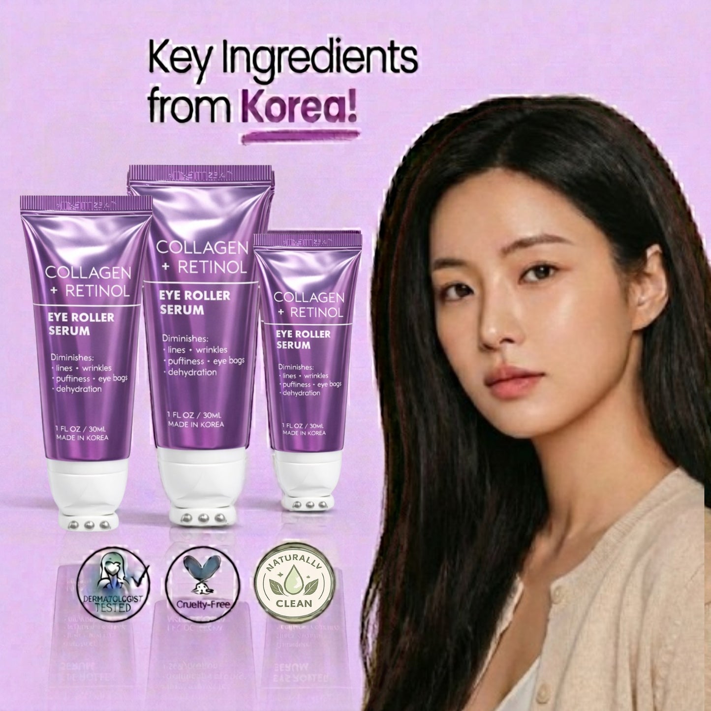 Lovery Collagen + Retinol Korean Eye Roller Serum - Korean Skincare for Anti-Aging Under Eye Treatment