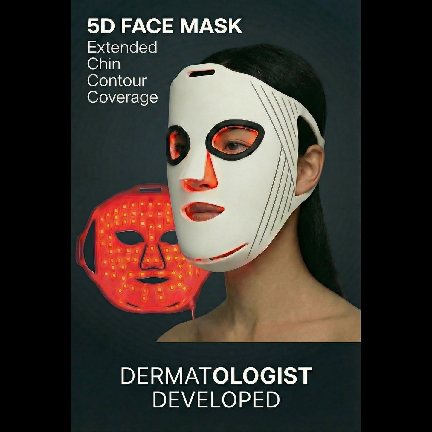5D Liquid Silicone LED Light Therapy Face Mask - Red, Blue & Near-Infrared Light - Skin Rejuvenation & Acne Care