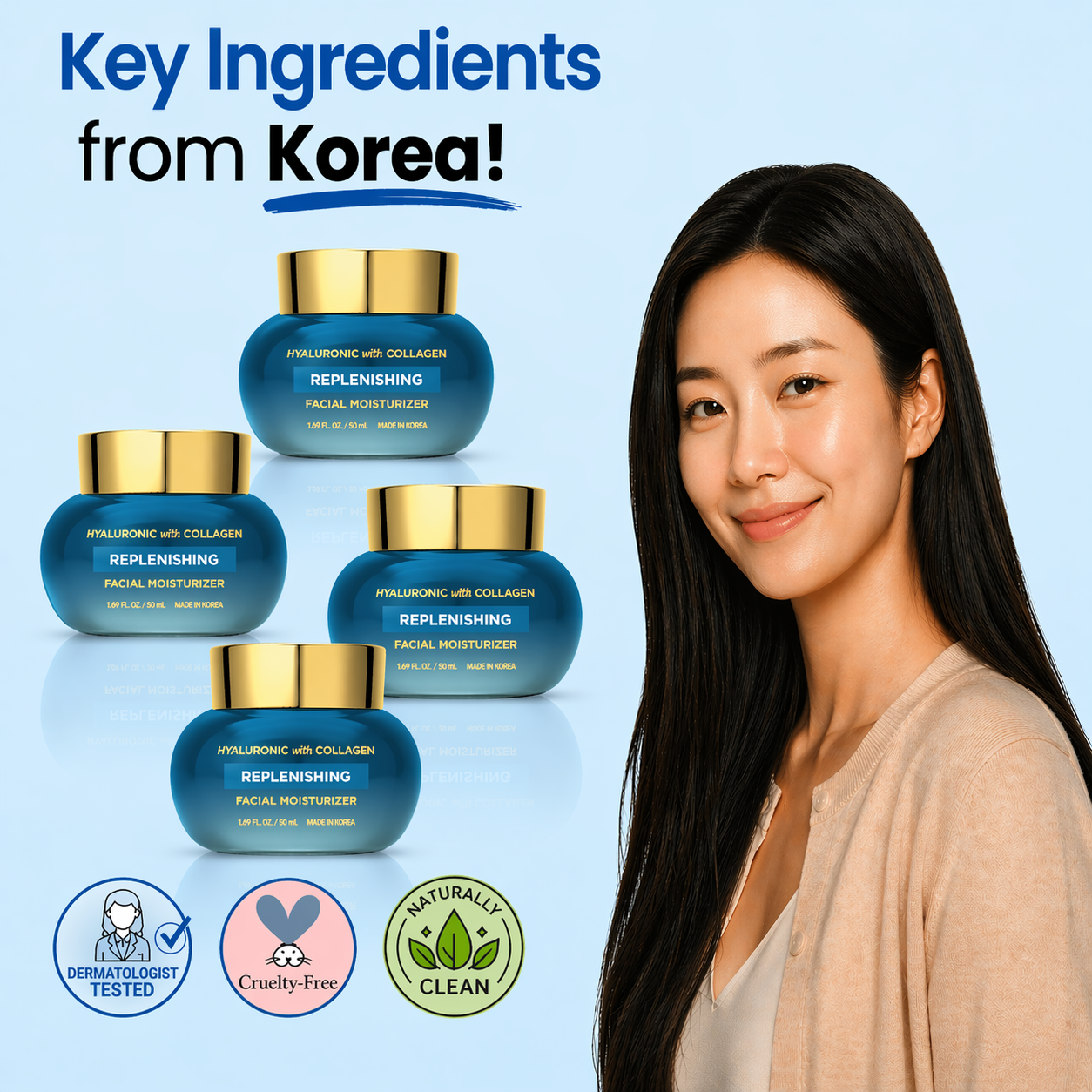 Lovery Hyaluronic Acid & Collagen Replenishing Facial Moisturizer - Korean Skincare Deep Hydration Korean Cream