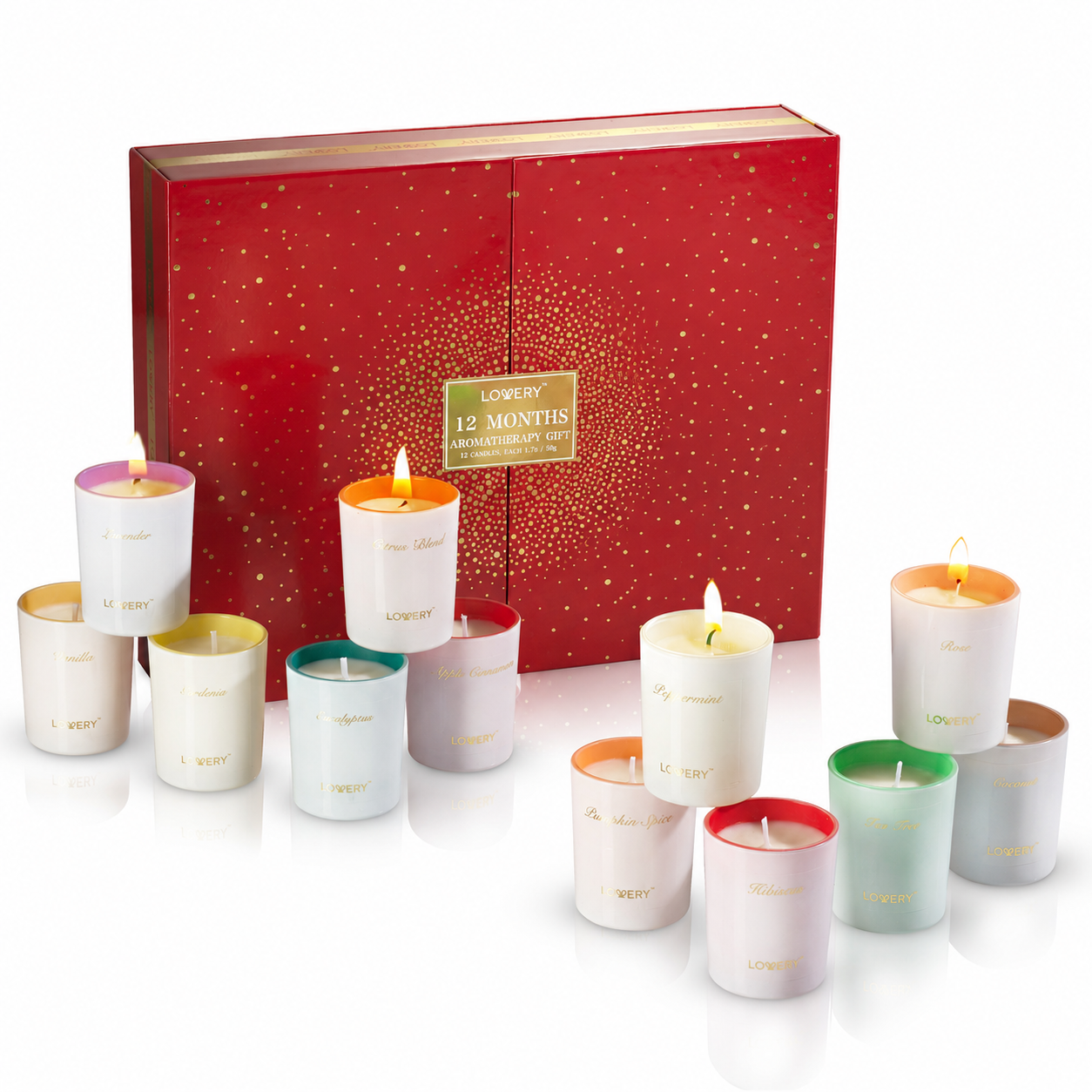 Unique Scented Soy Candles Gift Box - 12Pc Aromatherapy Kit