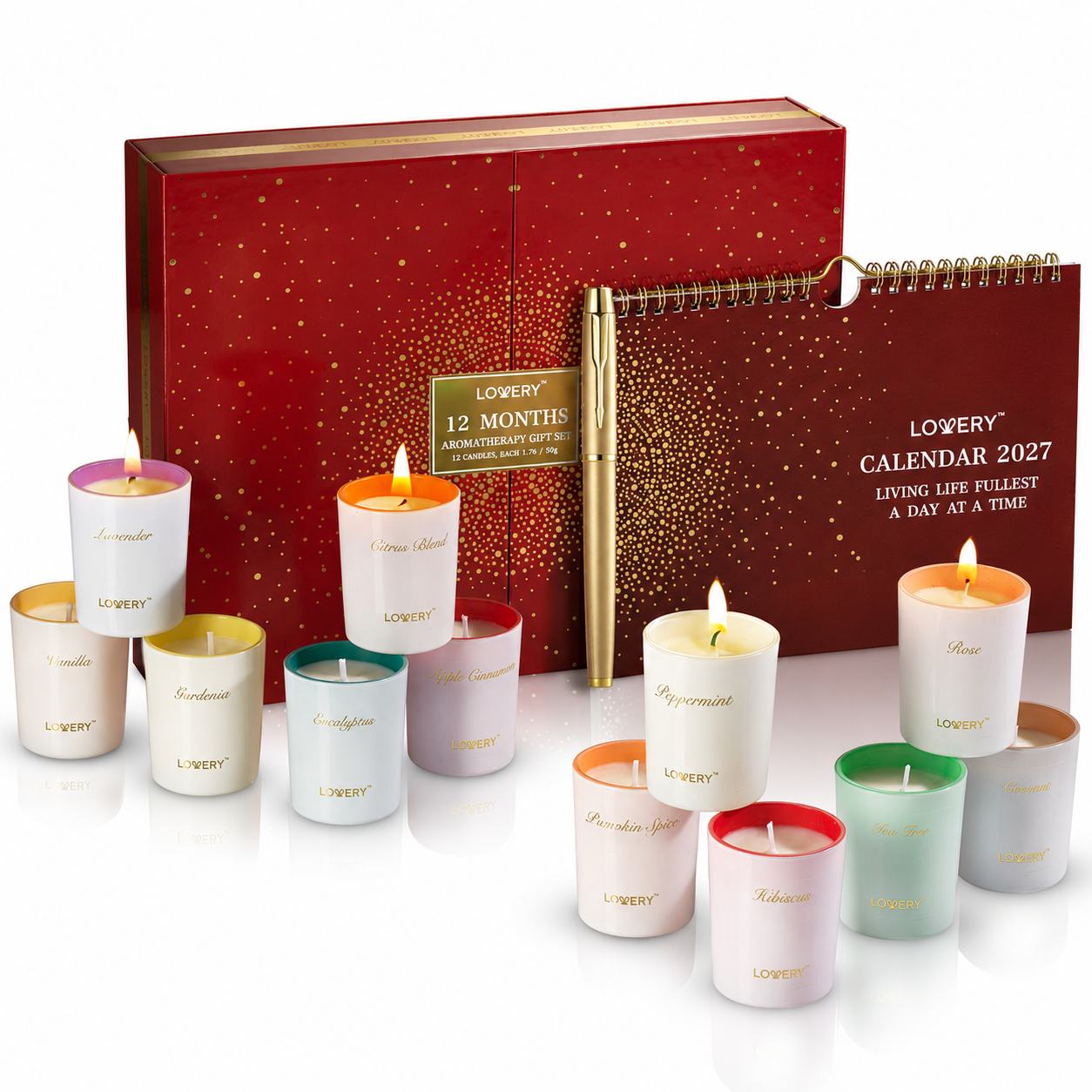 2026 Advent Calendar Candle Gifts – 12Pc Aromatherapy Scented Candles, Pen & Calendar