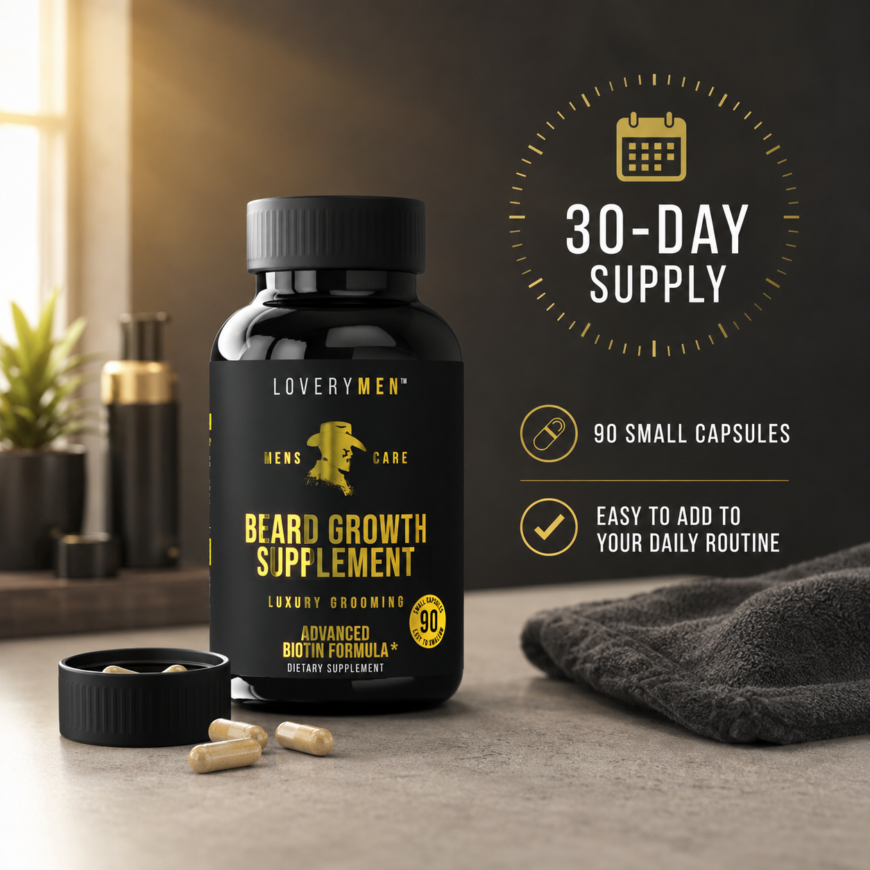 LOVERYMEN Hair Boost – Advanced Biotin 5000 Hair Boost Vitamins – Thicker, Fuller Hair Support – Multi-Vitamin & Mineral Formula for Strong Full Hair