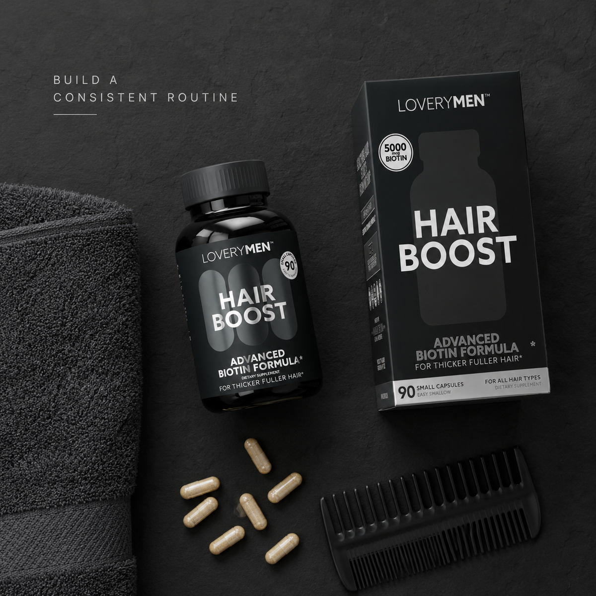 LoveryMen Beard Growth Supplement – Advanced Formula with Biotin, MSM – Thicker, Fuller Beard Support – 90 Capsules – Made in USA