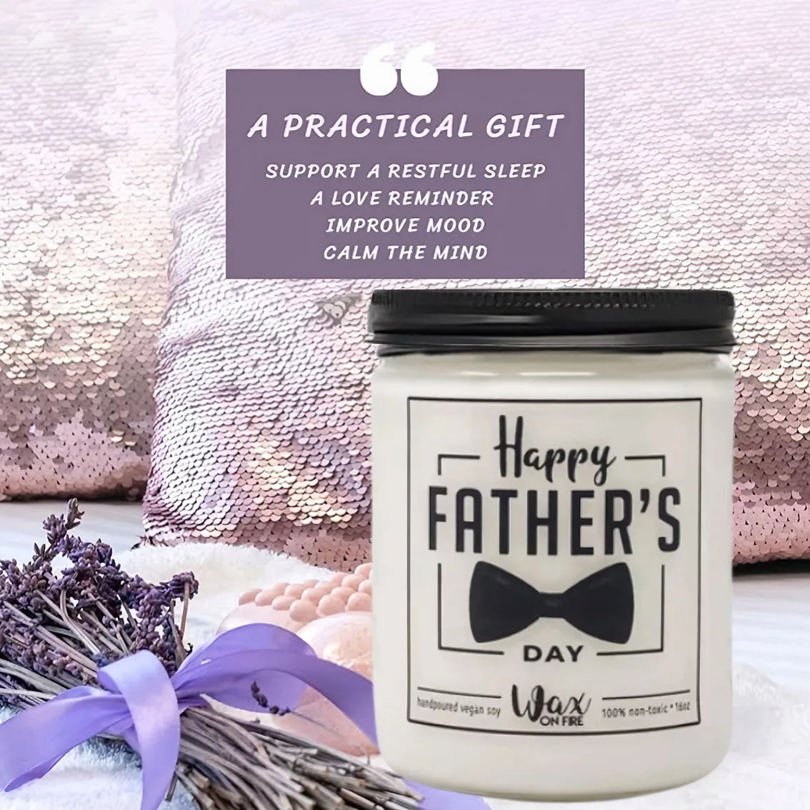 Lovery Fathers Day Vanilla Scented Candle Gift, 10oz Soy Wax