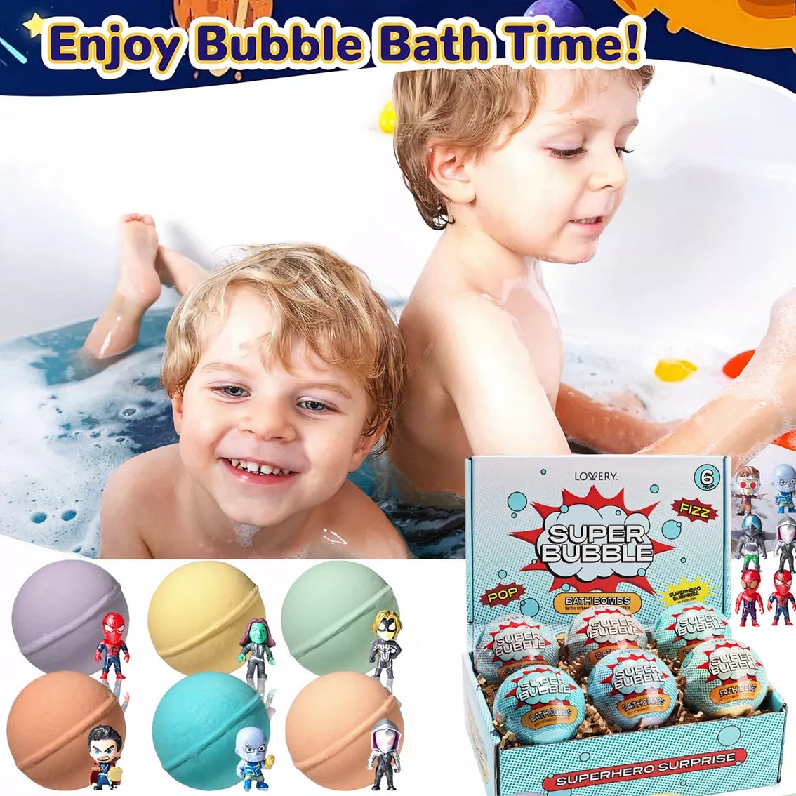 Lovery 12-Pc. Superhero Bath Bombs Gift Set with Surprise Toy
