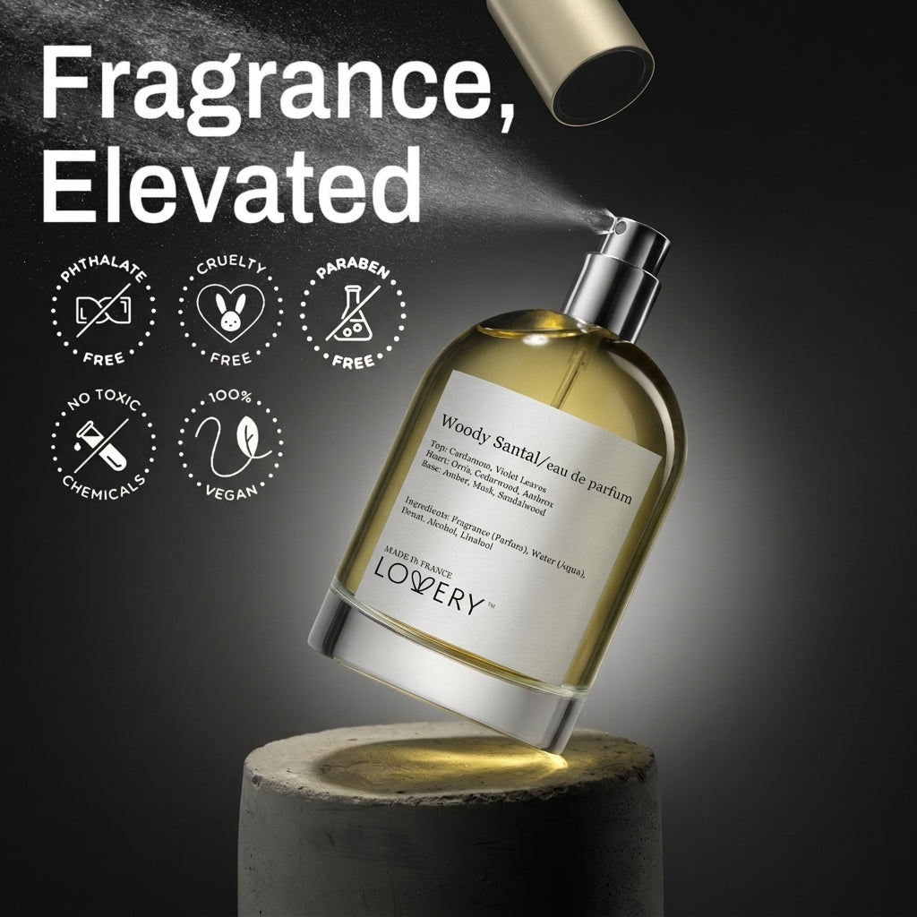 LoveryPlus Woody Santal Eau de Parfum 3pc. Fragrance Gift Set - Inspired by Le Labo Santal 33, 3.4 fl oz Perfume Spray