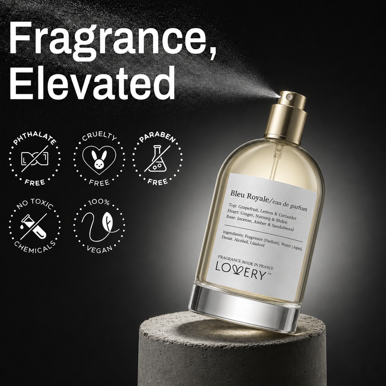 LoveryPlus Bleu Royale Eau de Parfum 3pc. Fragrance Gift Set - Inspired by Chanel Bleu de Chanel, 3.4 fl oz Perfume Spray