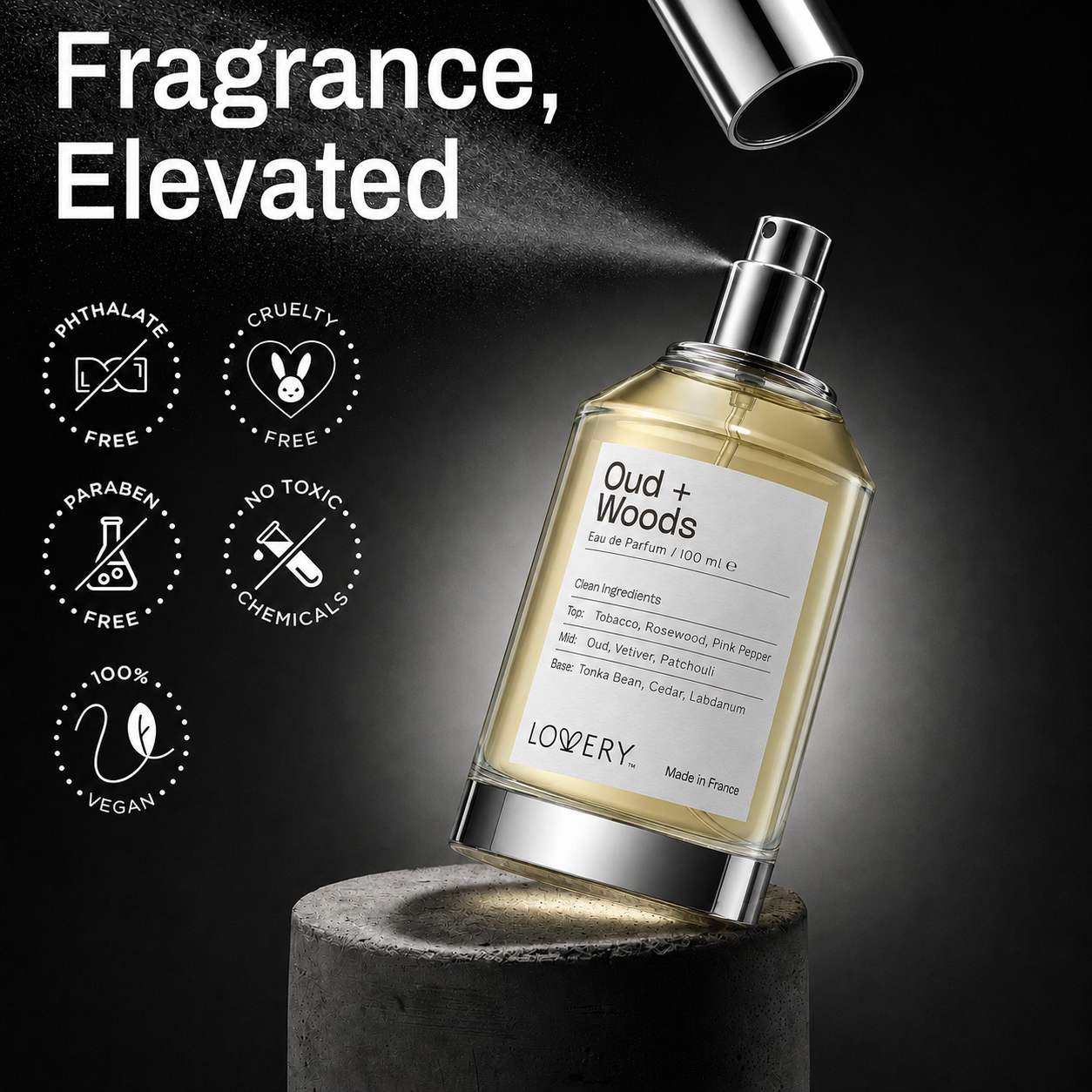 LoveryPlus Oud + Woods Eau de Parfum 2pc. Fragrance Gift Set - Inspired by Tom Ford Oud Wood, 3.4 fl oz Perfume Spray