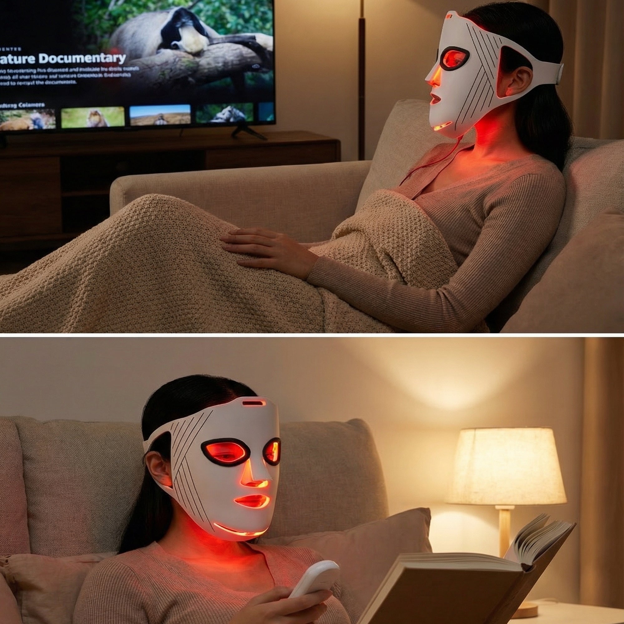 5D Liquid Silicone LED Light Therapy Face Mask - Red, Blue & Near