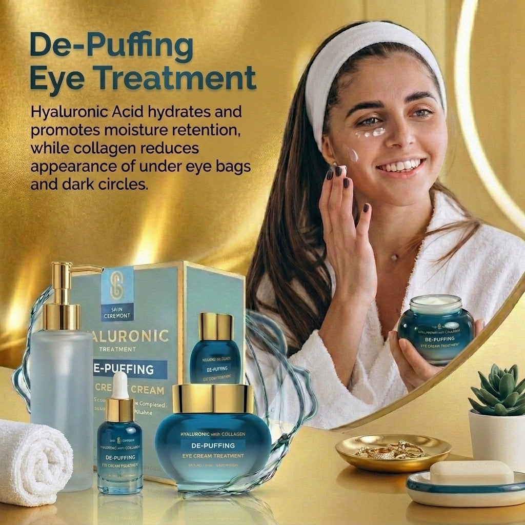 Lovery Hyaluronic Collagen De-Puffing Eye Cream - Korean Skincare Hydrating Eye Treatment