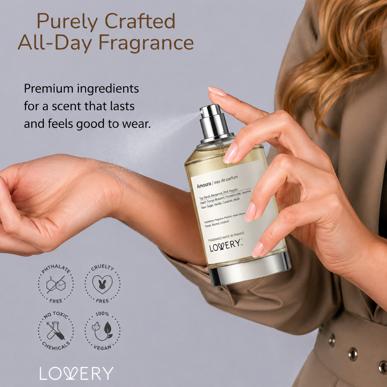LoveryPlus Amoura Eau de Parfum 2pc. Fragrance Gift Set - Inspired by Kilian Love, Don’t Be Shy, 3.4 fl oz Perfume Spray